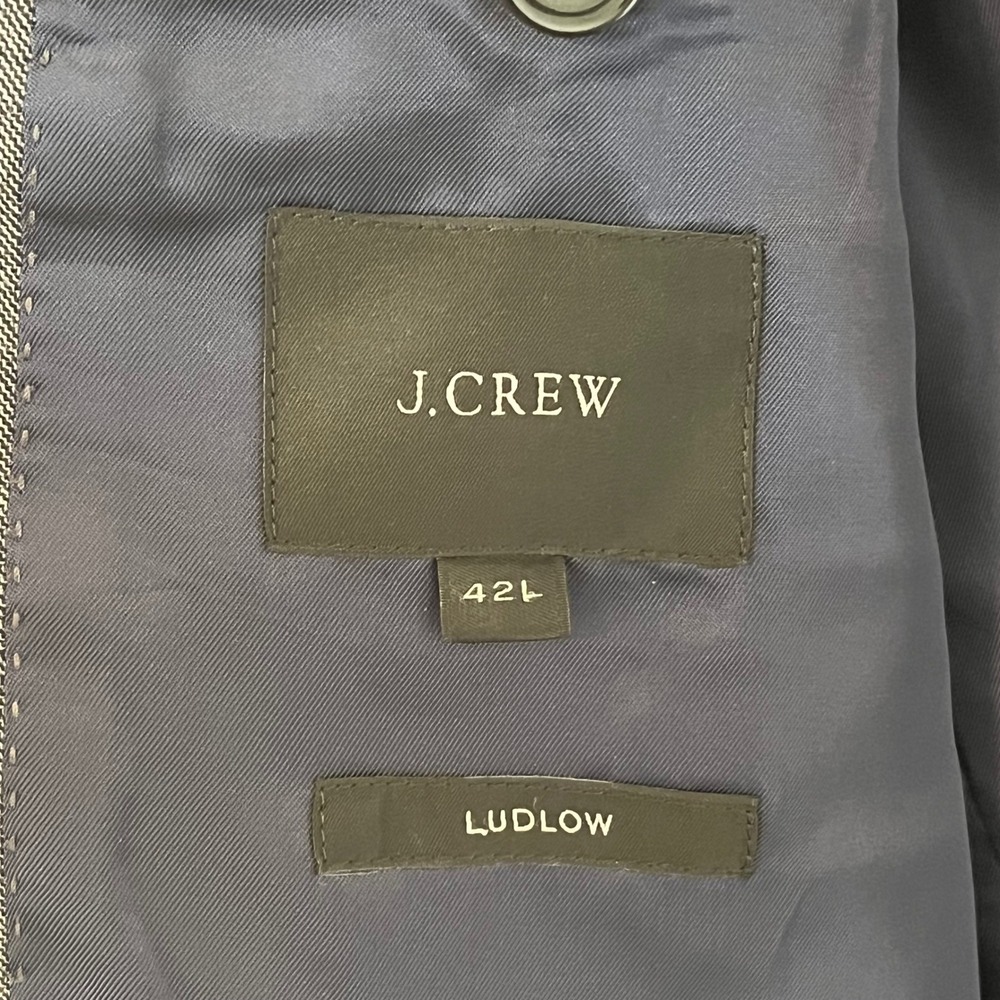 J Crew Ludlow Tollegno 1900 Italian Wool Charcoal‎ Gray Blazer Jacket Size 42L - Picture 3 of 8